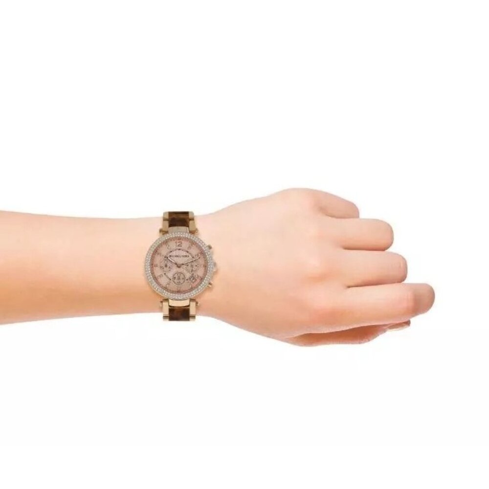 NEW Michael Kors MK5538 Parker Rose Gold Tortoise Watch Stainless Steel Acetate - Picture 6 of 7